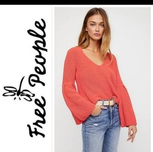 Free People Turqouise bell sleeve sweater